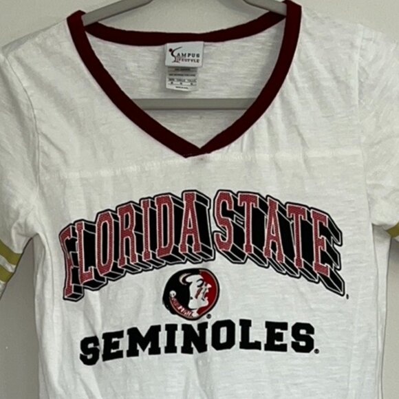 Women's White Florida State Seminoles V-Neck‎ Top Size M - Picture 1 of 9